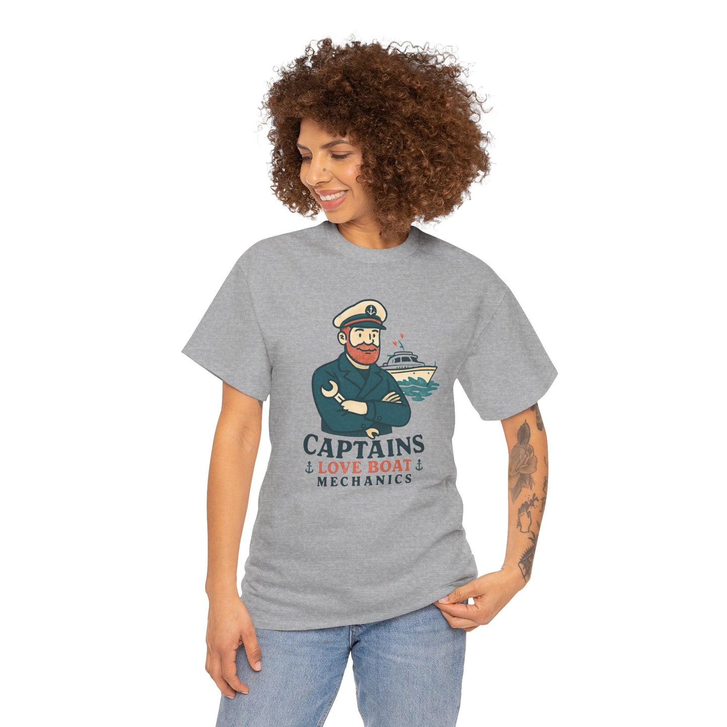 Captain Mechanics T‑Shirt — "Captains Love Boat Mechanics" Nautical Crew Tee