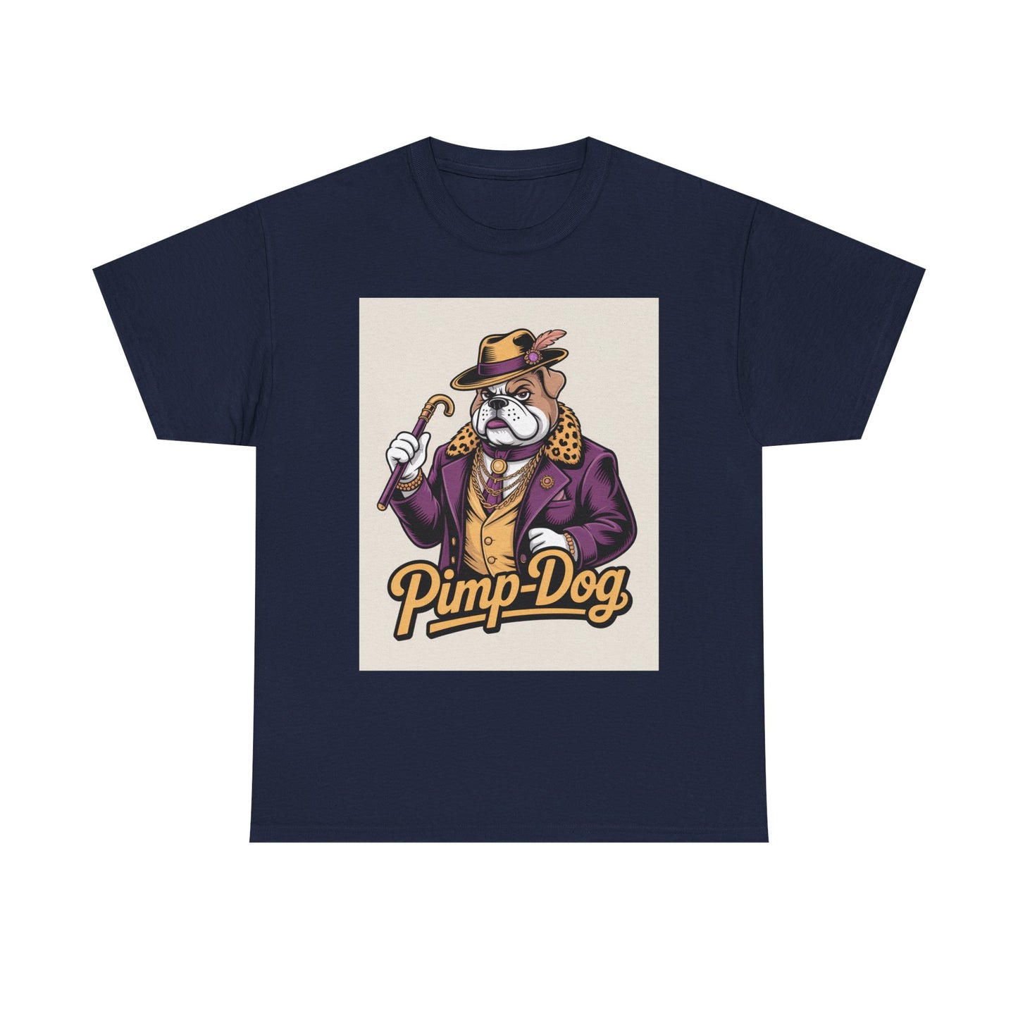 Pimp-Dog Graphic Tee — Retro Bulldog Character Shirt Printify