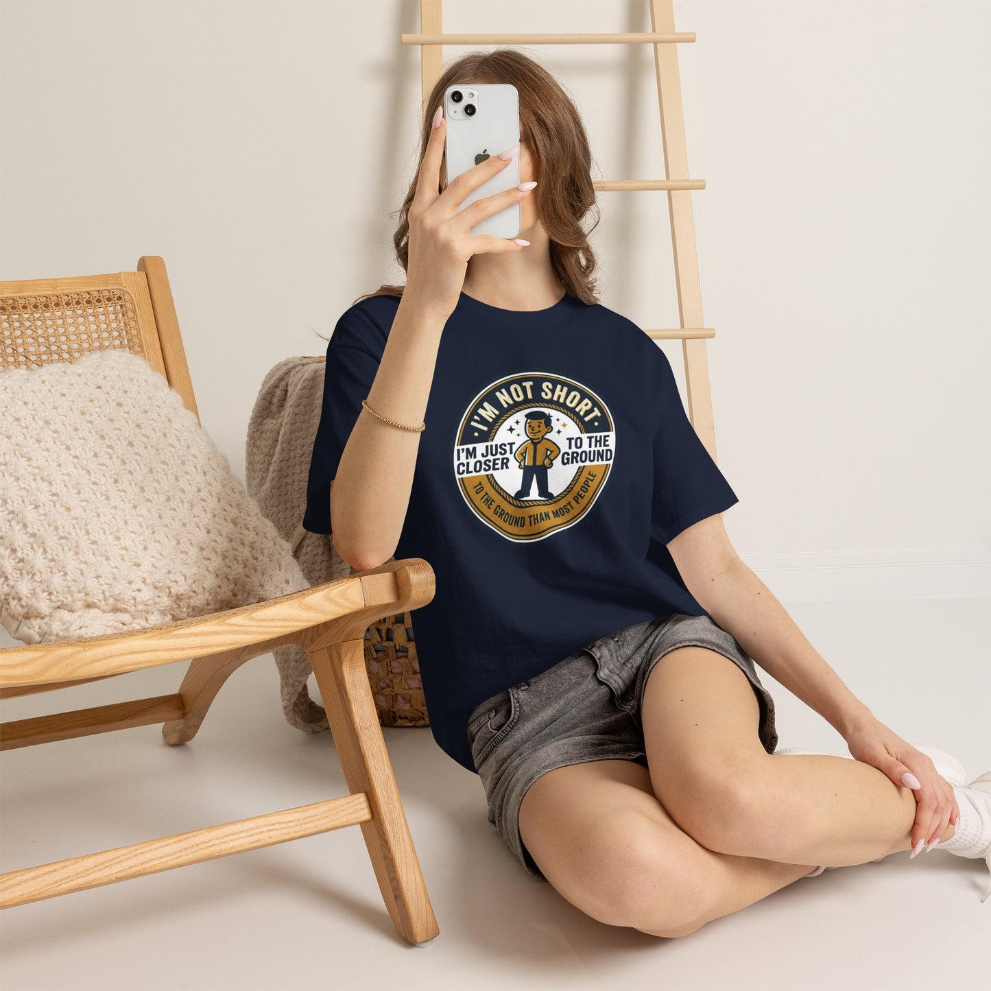 "I'm Not Short, I'm Just Closer to the Ground" Funny Short Height Graphic Tee