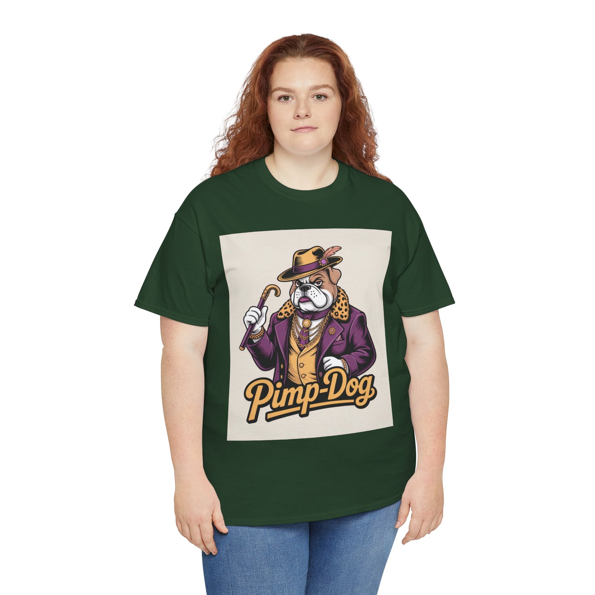 Pimp-Dog Graphic Tee — Retro Bulldog Character Shirt Printify