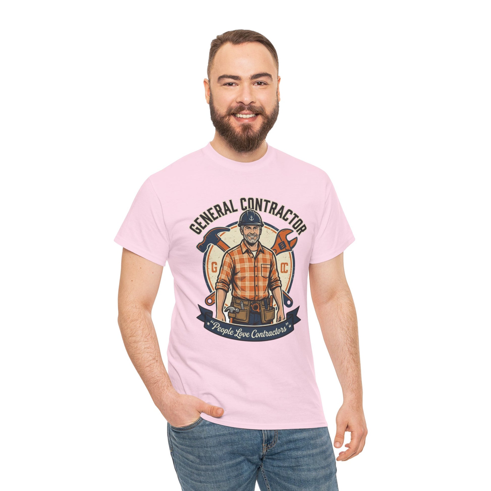 General Contractor T-Shirt — Vintage Construction Worker Logo Tee Printify