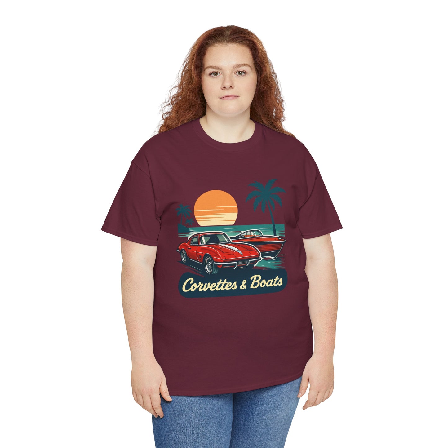 Corvettes & Boats Retro Sunset T‑Shirt