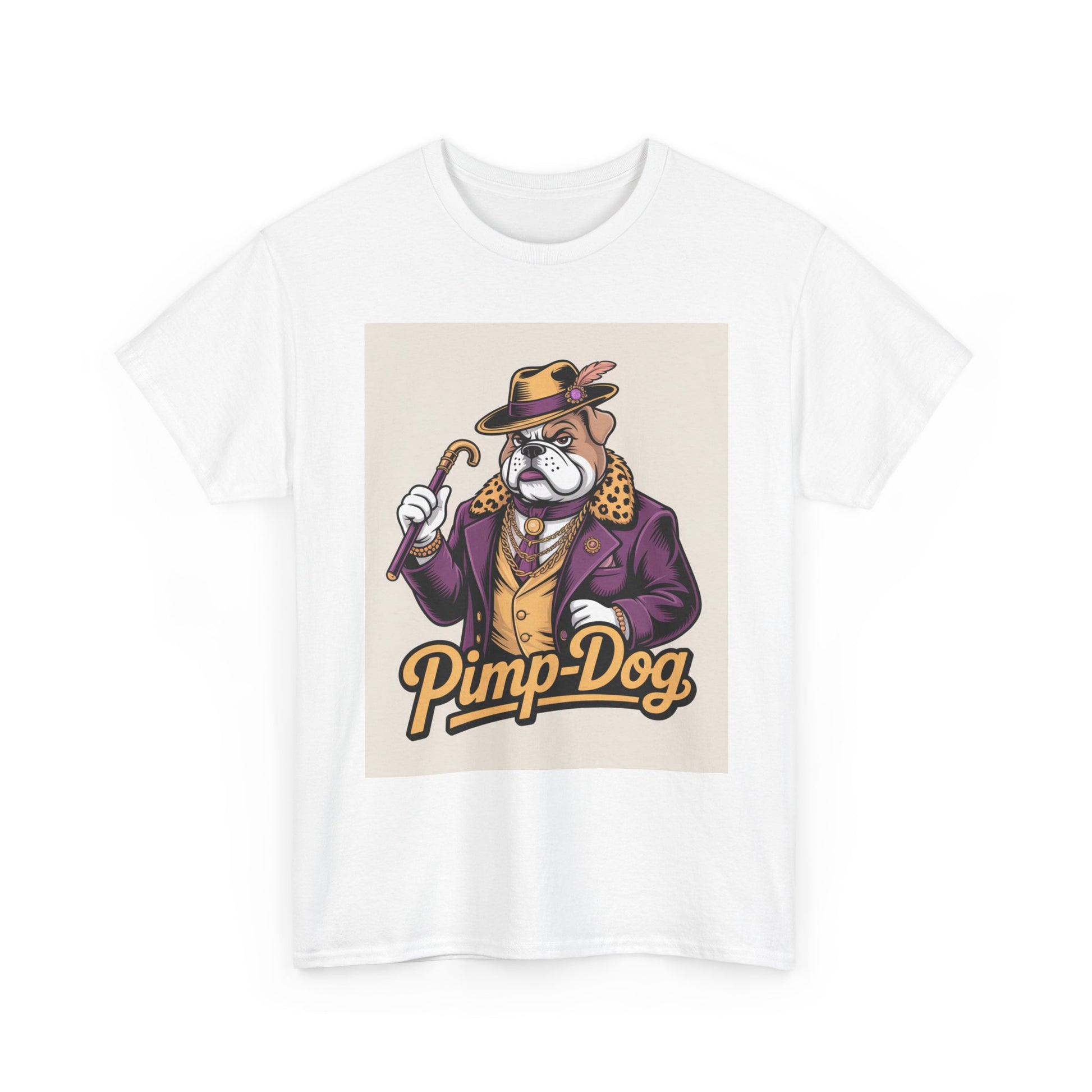 Pimp-Dog Graphic Tee — Retro Bulldog Character Shirt Printify