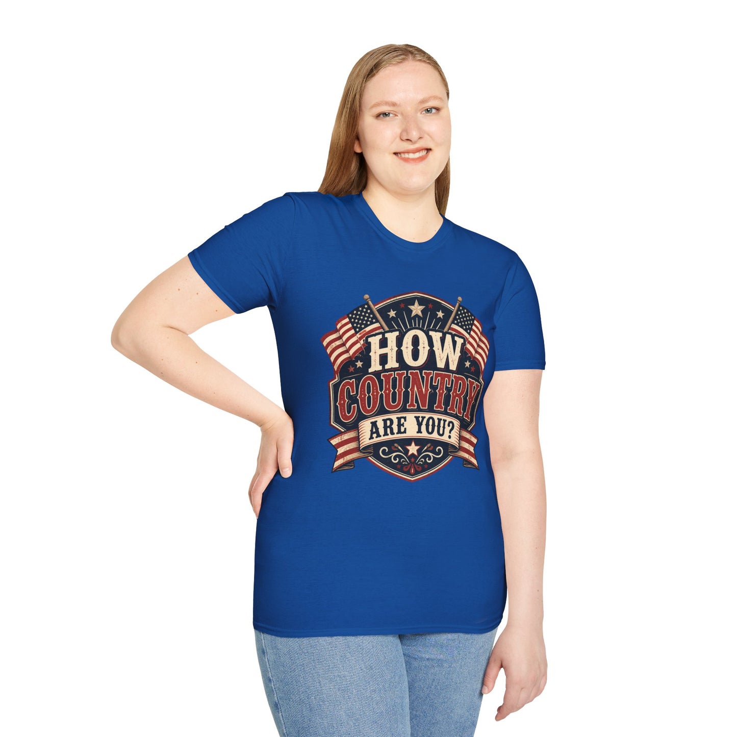 How Country Are You? T-Shirt — Vintage American Flag Country Graphic Tee