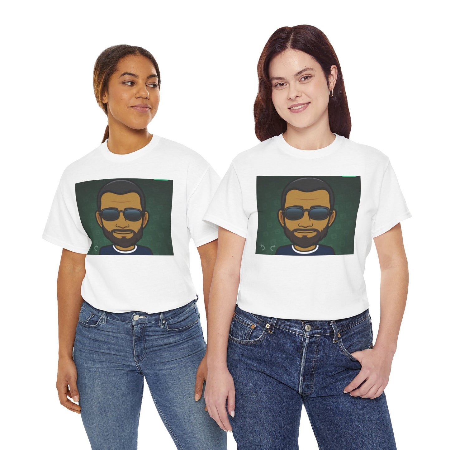 Bitmoji Portrait Tee — Cool Sunglasses Avatar Graphic T-Shirt Printify