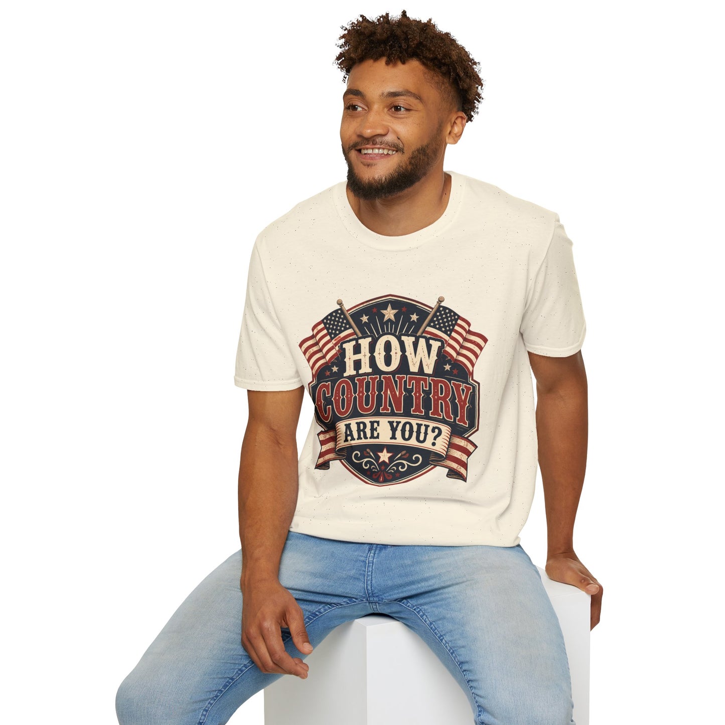 How Country Are You? T-Shirt — Vintage American Flag Country Graphic Tee