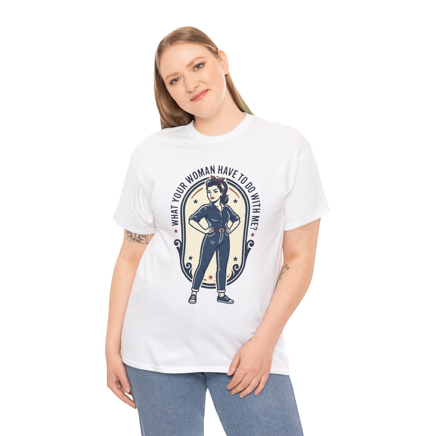 'What Your Woman Have To Do With Me?' Retro Pin-Up Graphic Tee