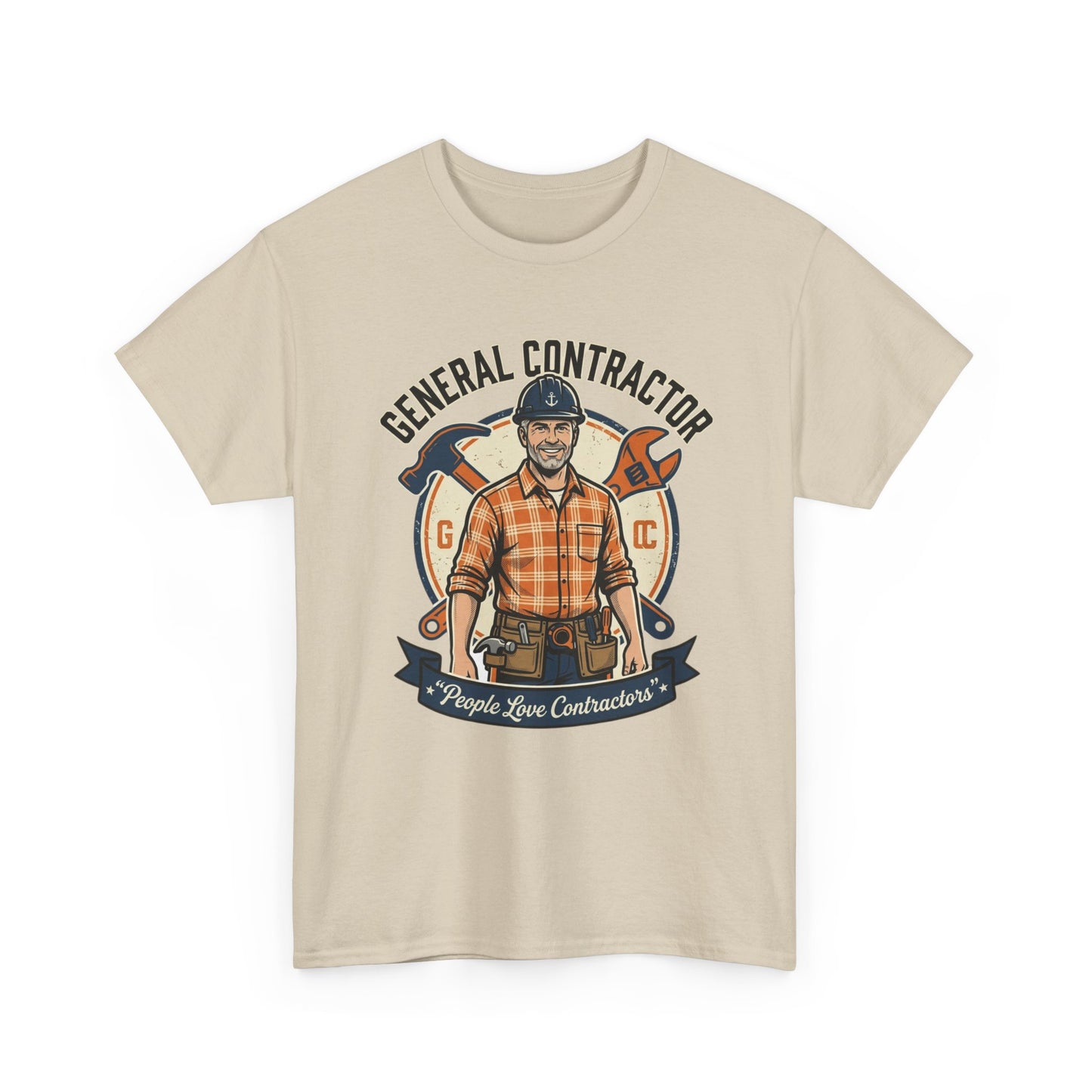 General Contractor T-Shirt — Vintage Construction Worker Logo Tee Printify