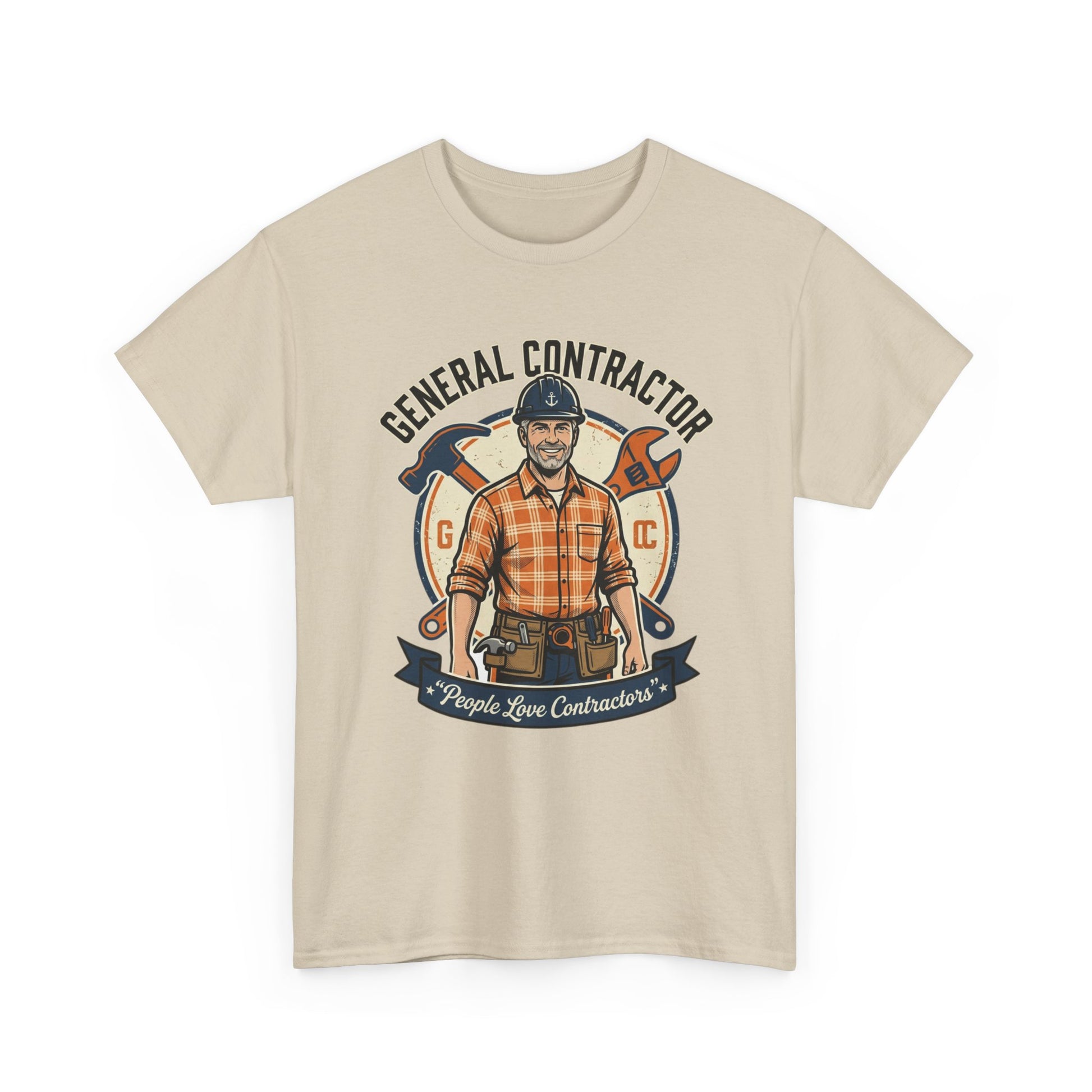 General Contractor T-Shirt — Vintage Construction Worker Logo Tee Printify