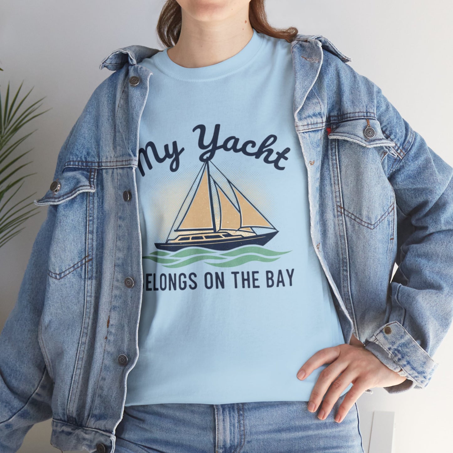 Sailboat Graphic Tee - "My Yacht Belongs on the Bay" Casual Nautical T-Shirt