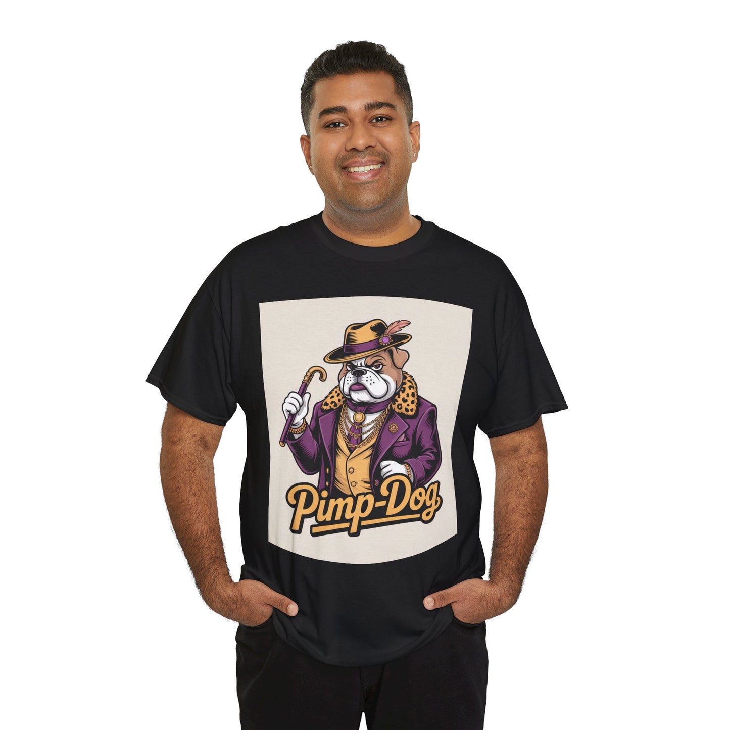 Pimp-Dog Graphic Tee — Retro Bulldog Character Shirt Printify