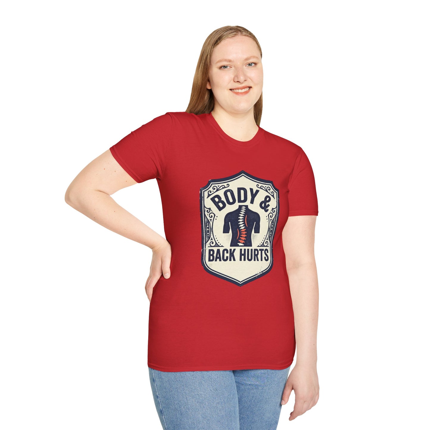 Back Hurts T-Shirt — Body & Back Hurts Graphic Tee for Spine Pain Relief Awareness