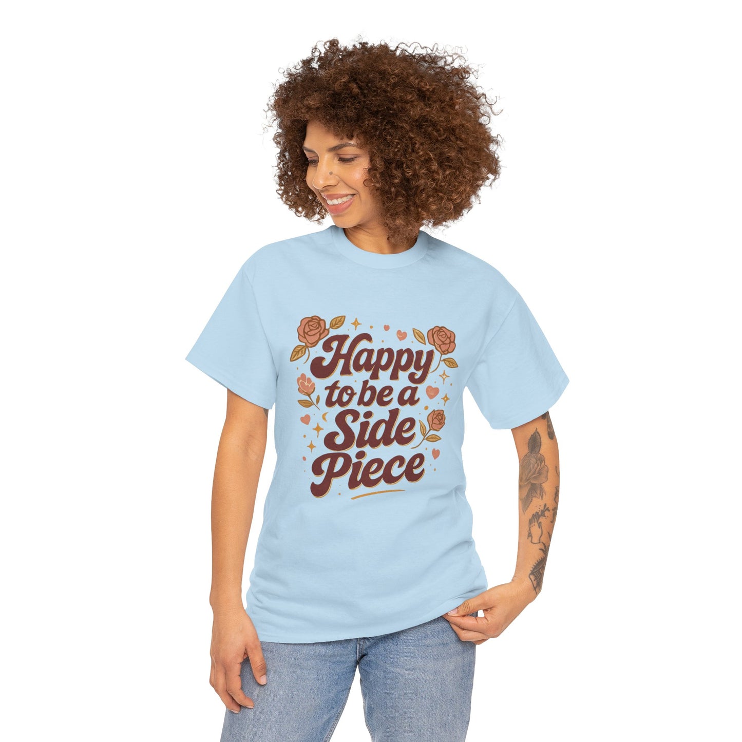 Happy to Be a Side Piece Tee — Retro Floral Statement T-Shirt
