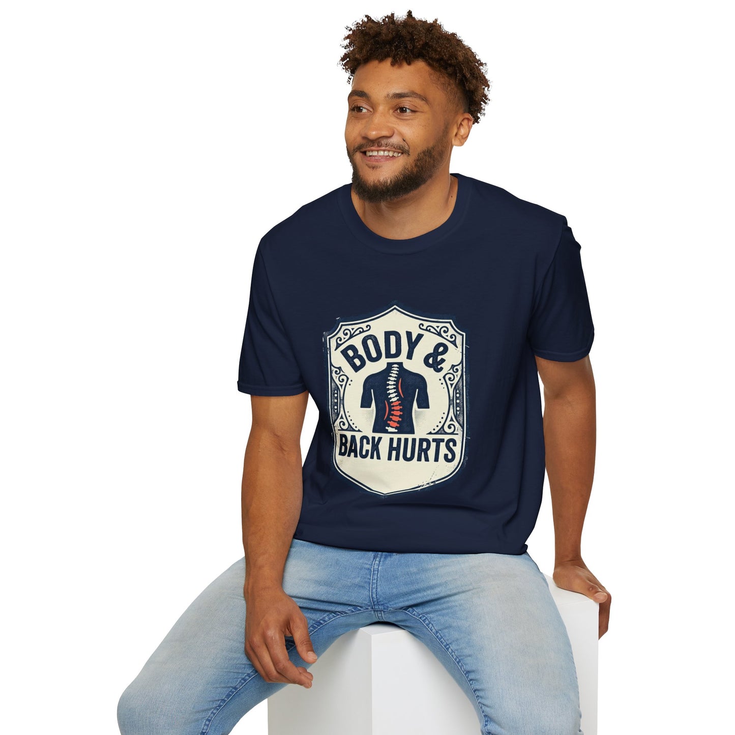 Back Hurts T-Shirt — Body & Back Hurts Graphic Tee for Spine Pain Relief Awareness