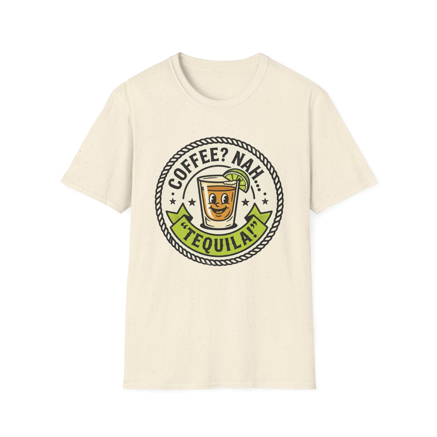 Coffee? Nah, Tequila! T-Shirt – Funny Shot Glass Graphic Tee for Party Lovers