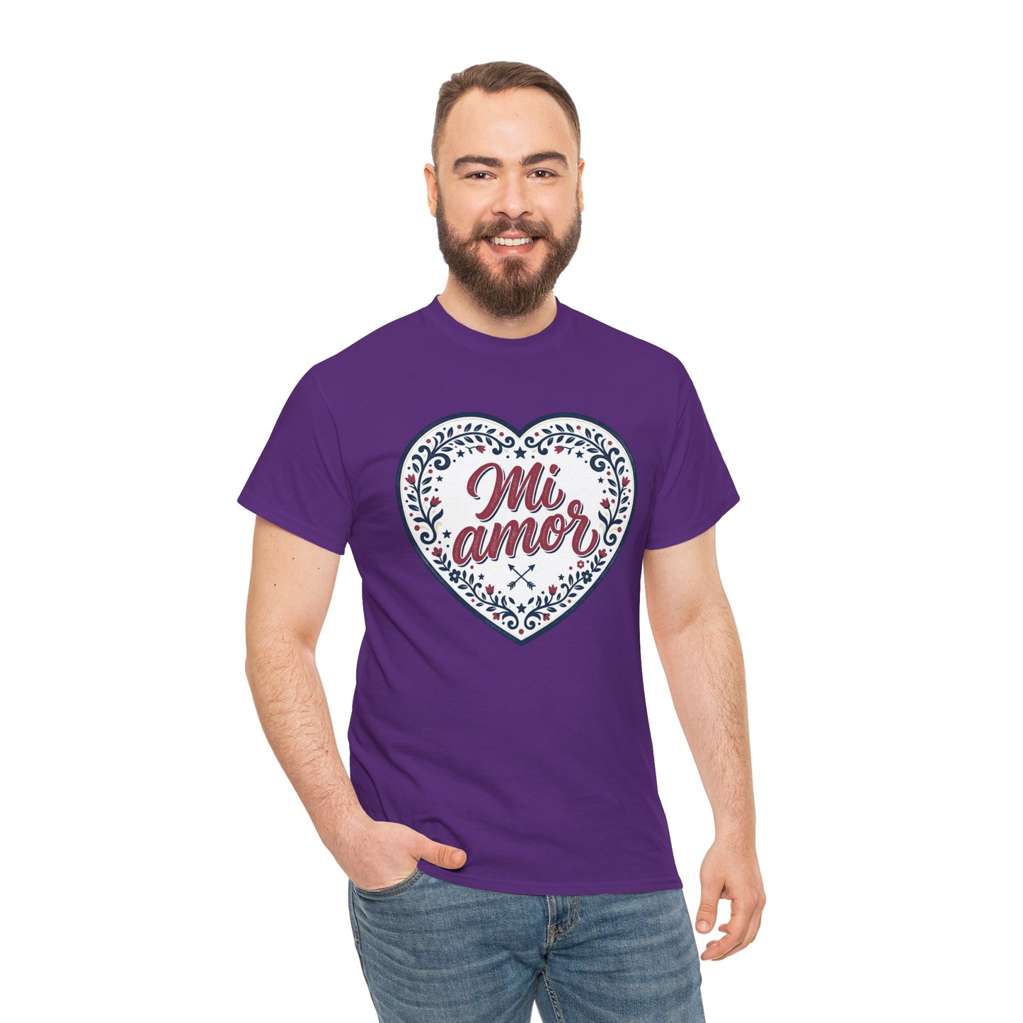 Mi Amor Heart T-Shirt — Romantic Floral Graphic Tee for Valentine’s Day