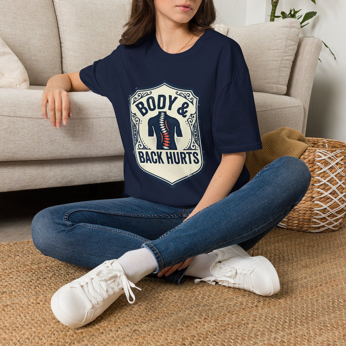 Back Hurts T-Shirt — Body & Back Hurts Graphic Tee for Spine Pain Relief Awareness