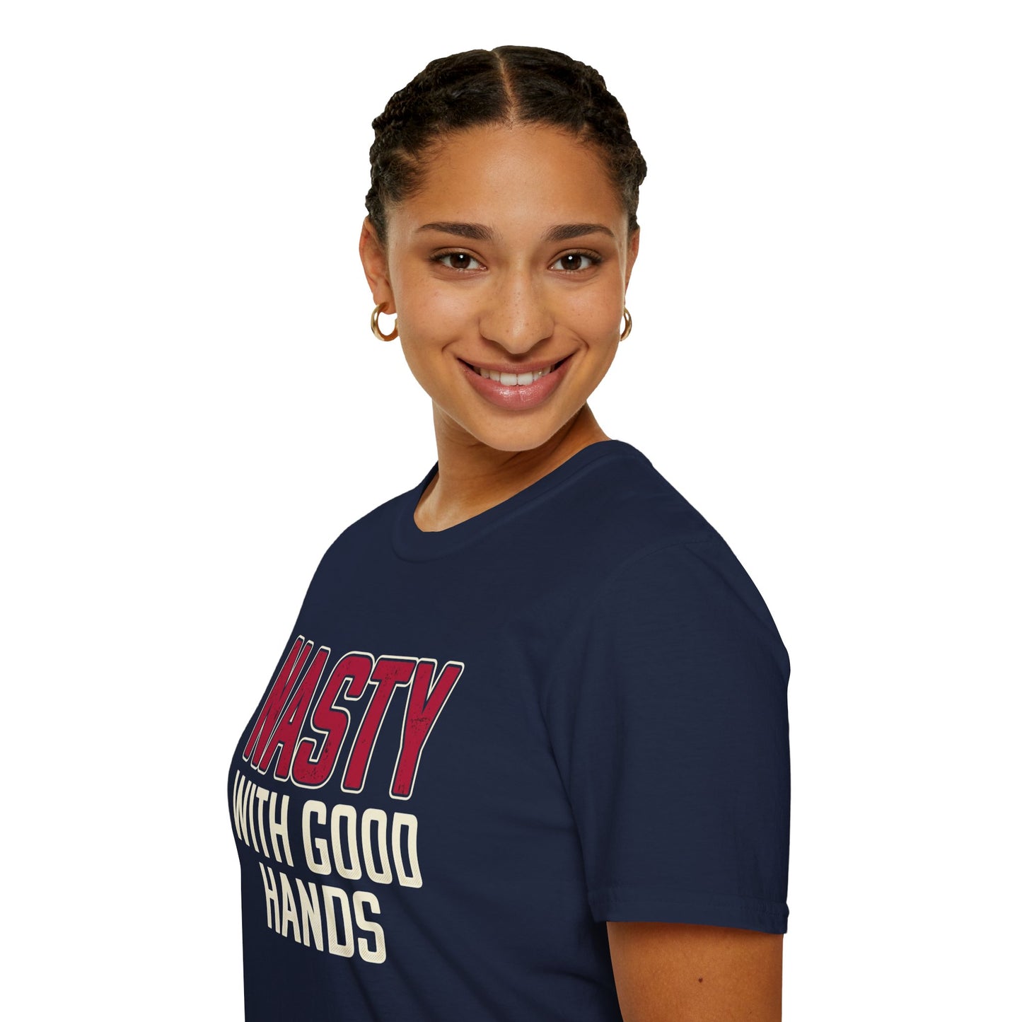 "NASTY With Good Hands" Bold Lettering Graphic Tee