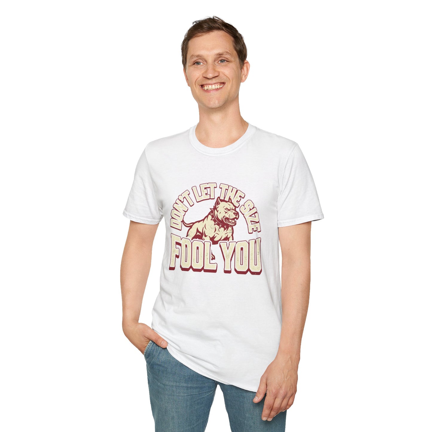 "Don’t Let The Size Fool You" Vintage Dog Tee-Pitbull Graphic T-Shirt