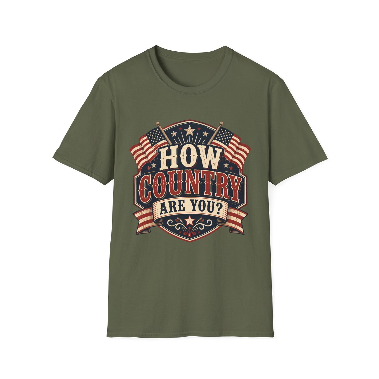How Country Are You? T-Shirt — Vintage American Flag Country Graphic Tee