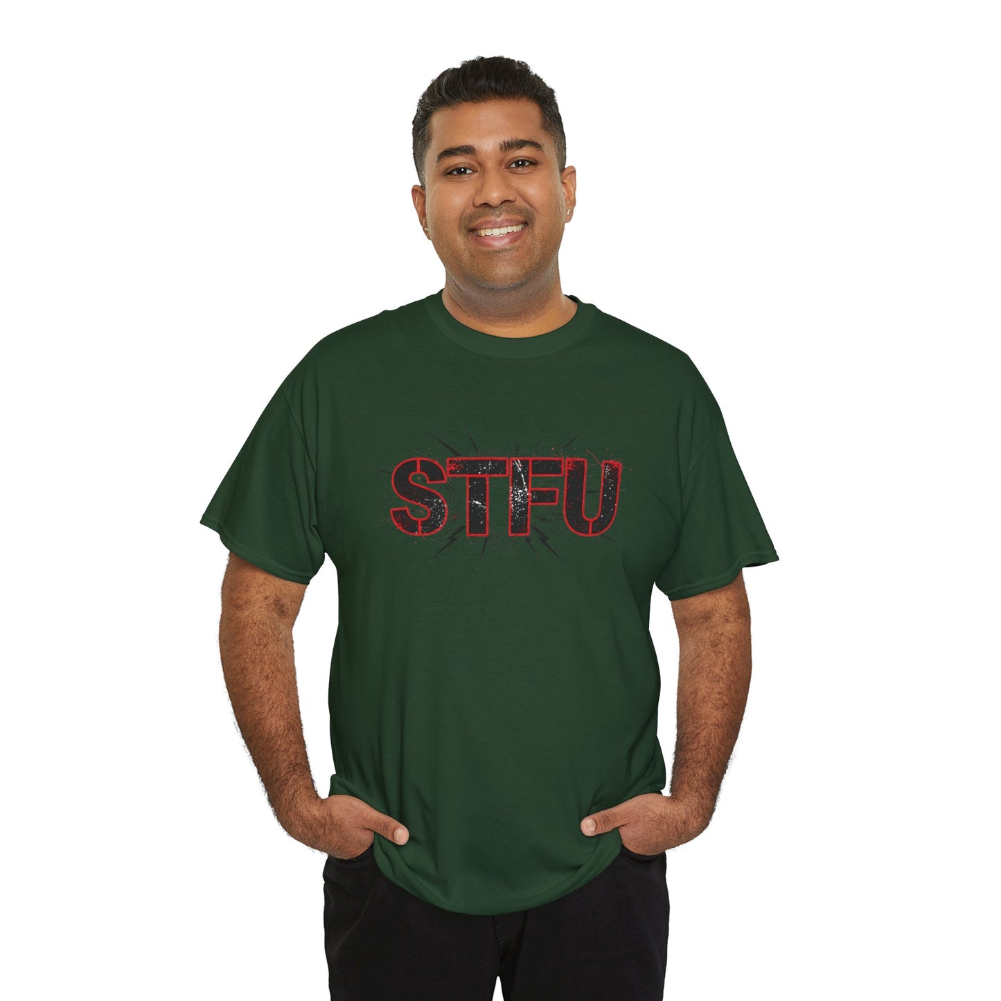 STFU Graphic Tee — Bold Distressed Text Shirt for Statement Style Printify