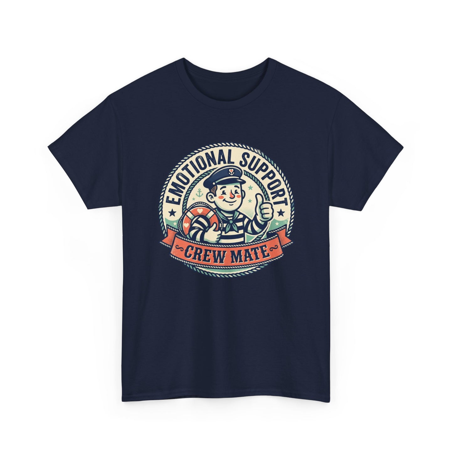 Emotional Support Crew Mate T‑Shirt — Retro Nautical Crewmate Tee Printify
