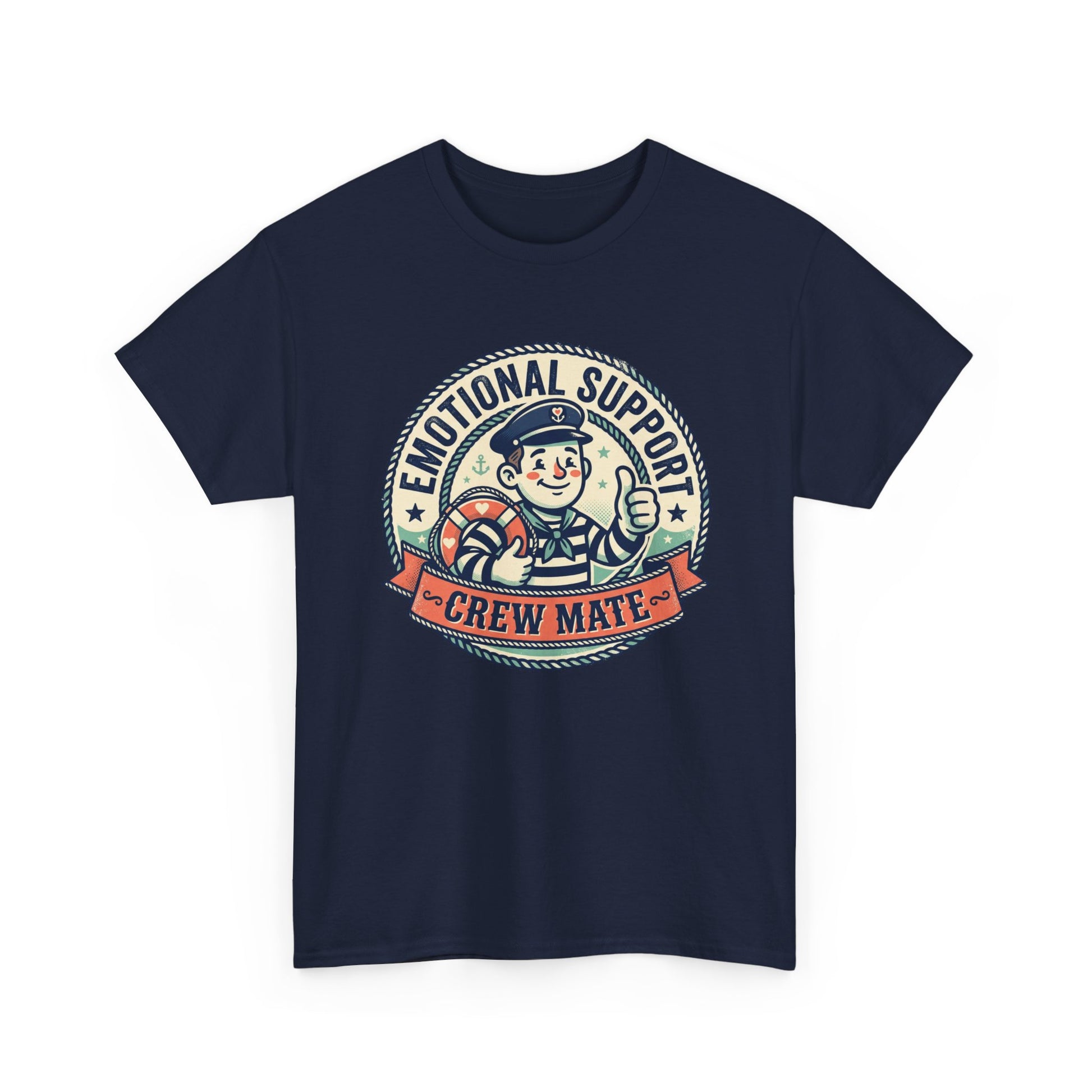 Emotional Support Crew Mate T‑Shirt — Retro Nautical Crewmate Tee Printify