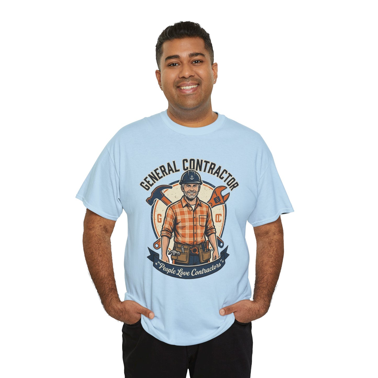 General Contractor T-Shirt — Vintage Construction Worker Logo Tee Printify