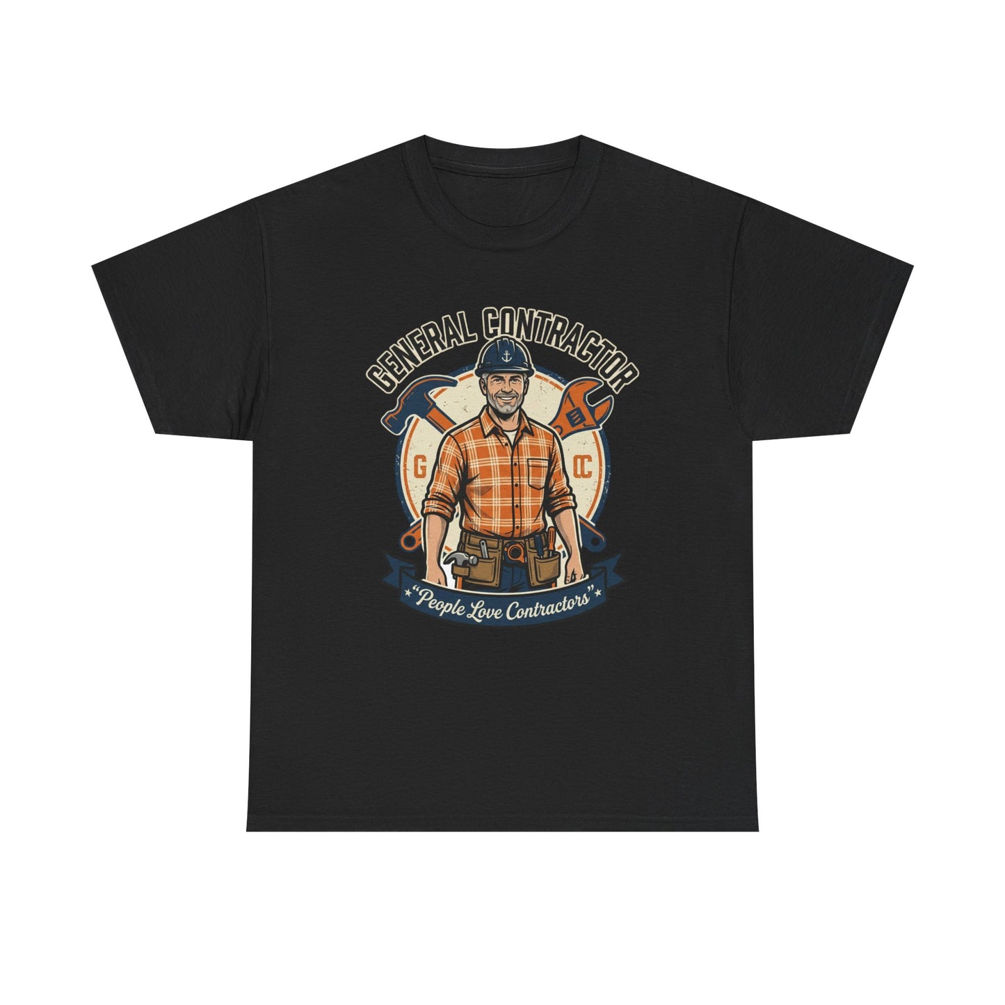 General Contractor T-Shirt — Vintage Construction Worker Logo Tee Printify