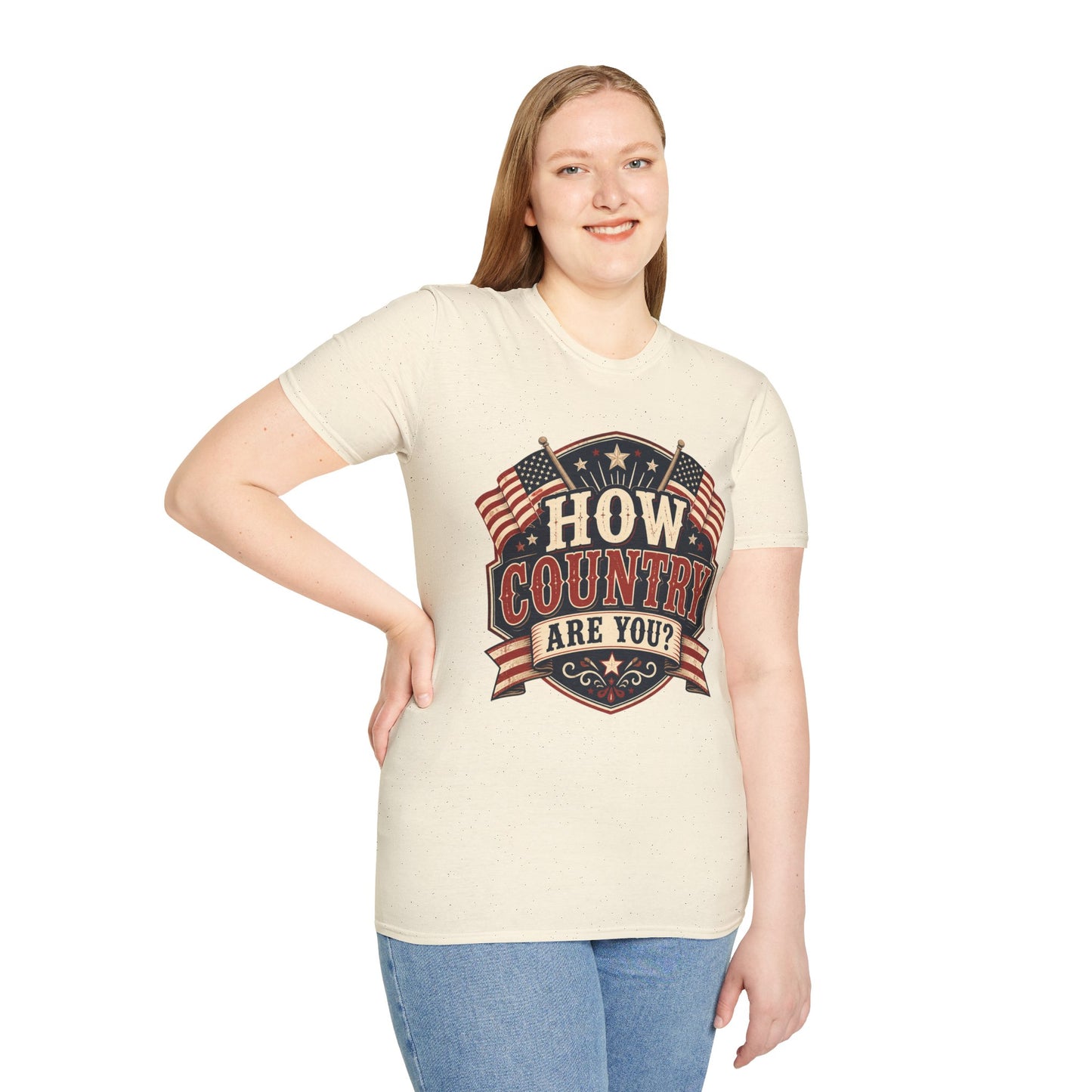 How Country Are You? T-Shirt — Vintage American Flag Country Graphic Tee