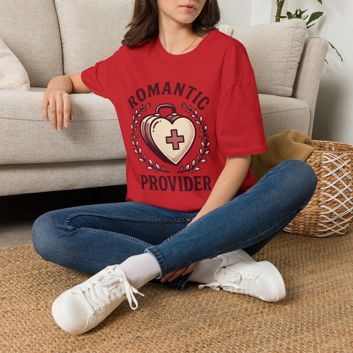 Romantic Provider T-Shirt — Heart Medical Badge Vintage Nurse Love Tee
