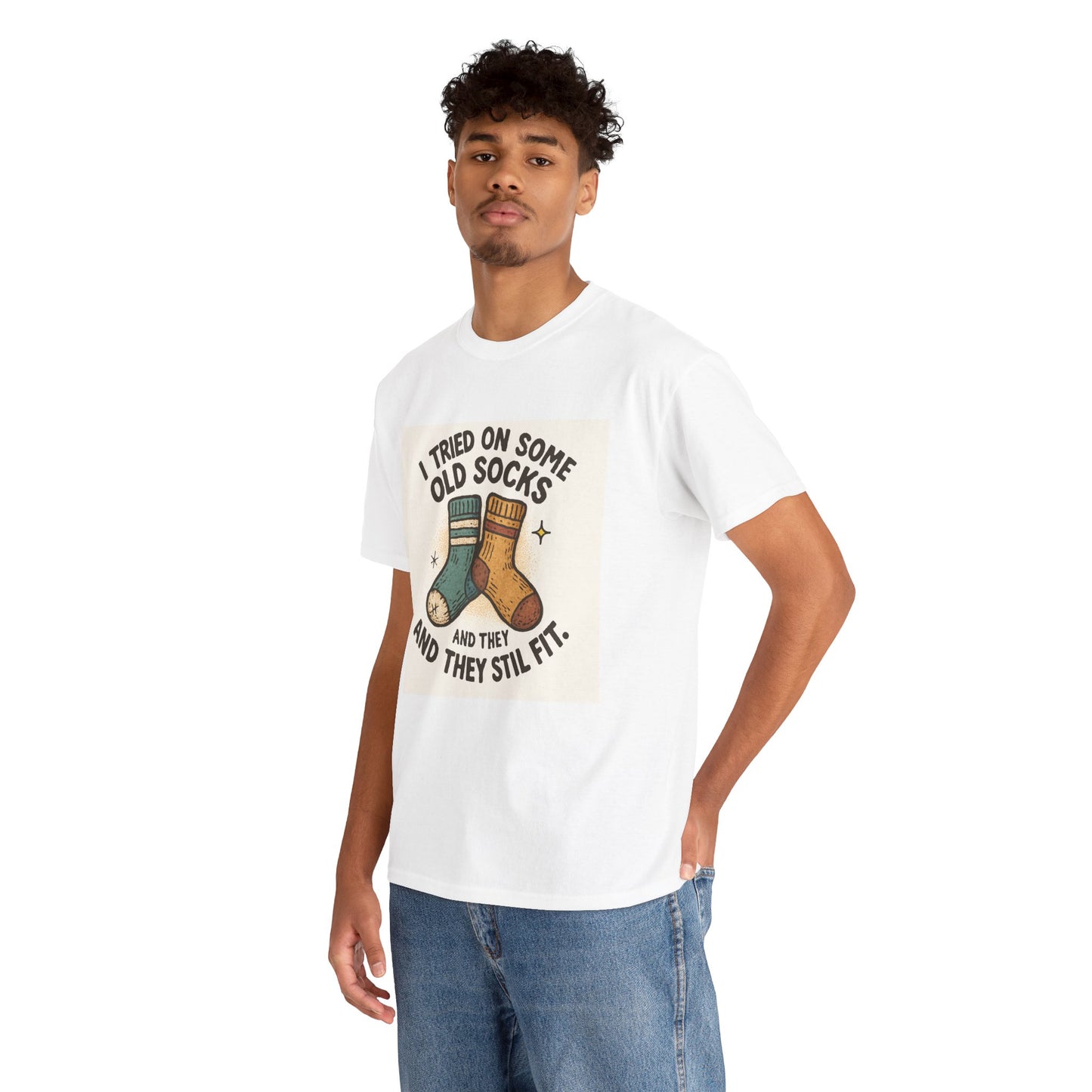 Funny Socks T-Shirt – “I Tried On Some Old Socks and They Still Fit” Graphic Tee Printify