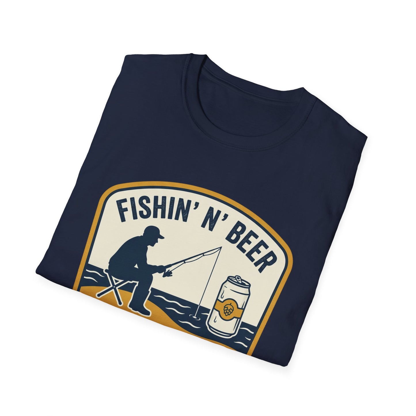 Fishing N' Beer T-Shirt — "Fishin' N' Beer That's Why I'm Here" Fishing Graphic Shirt