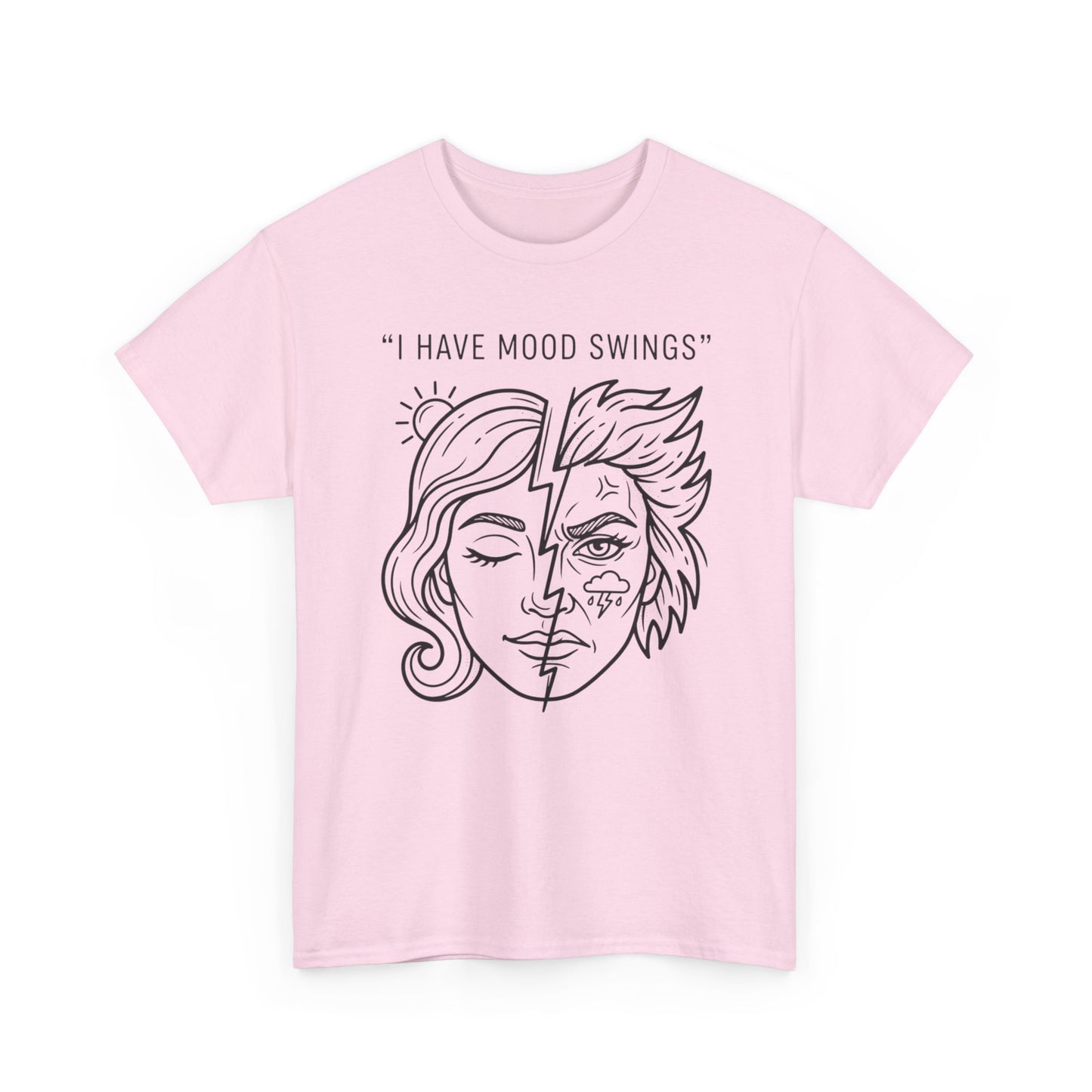 Mood Swings Graphic Tee — Split Face Line Art "I Have Mood Swings" T-Shirt Printify