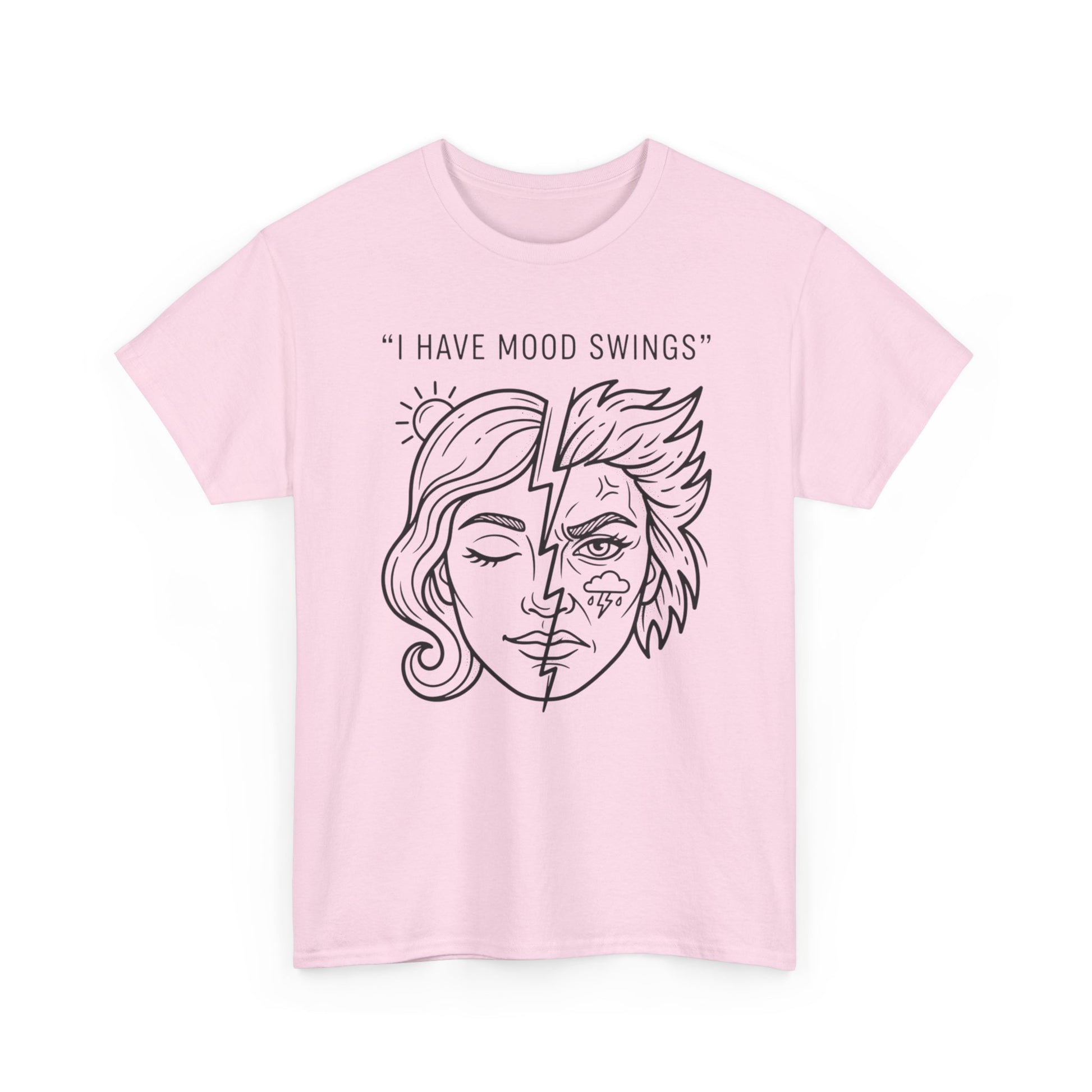 Mood Swings Graphic Tee — Split Face Line Art "I Have Mood Swings" T-Shirt Printify