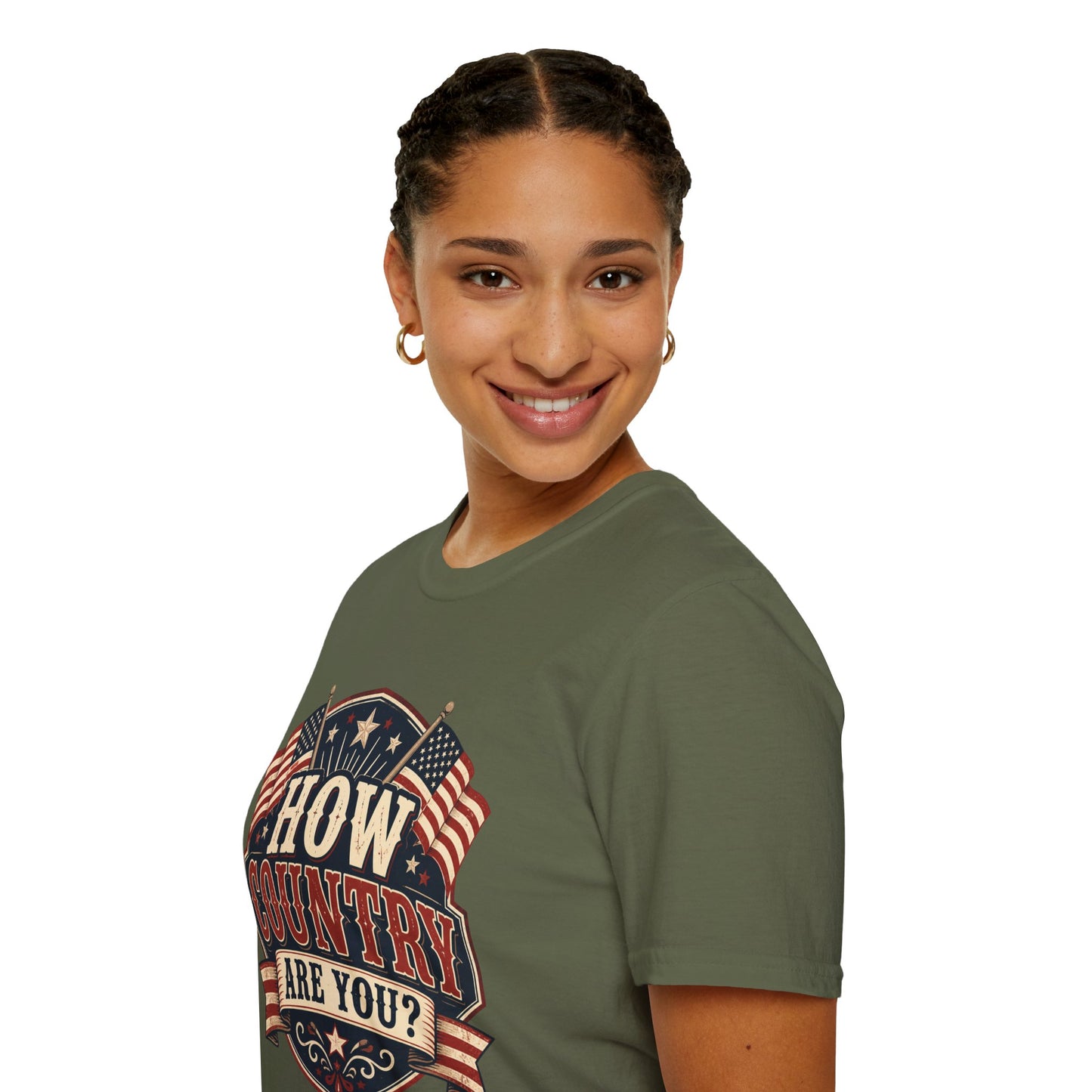 How Country Are You? T-Shirt — Vintage American Flag Country Graphic Tee