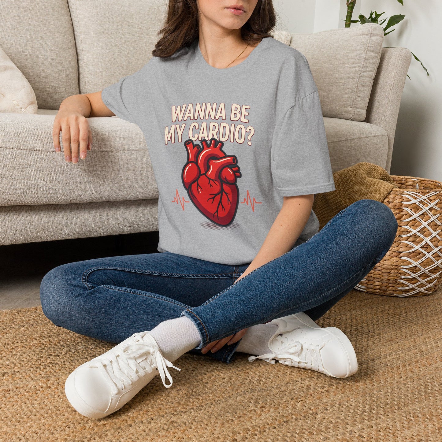 Wanna Be My Cardio? T-Shirt — Cute Anatomical Heart Graphic Tee