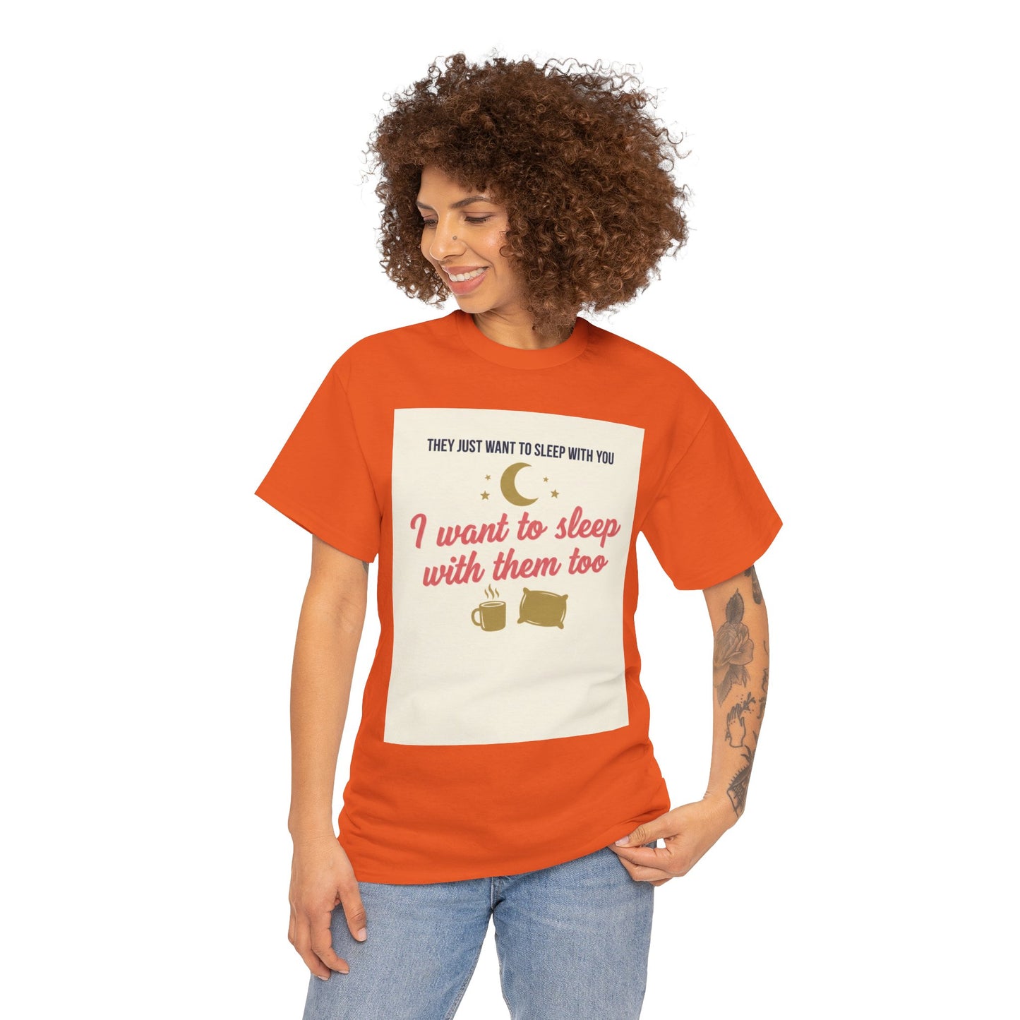 Sleepy Cats T-Shirt — "I Want to Sleep with Them Too" Cute Nighttime Pet Tee
