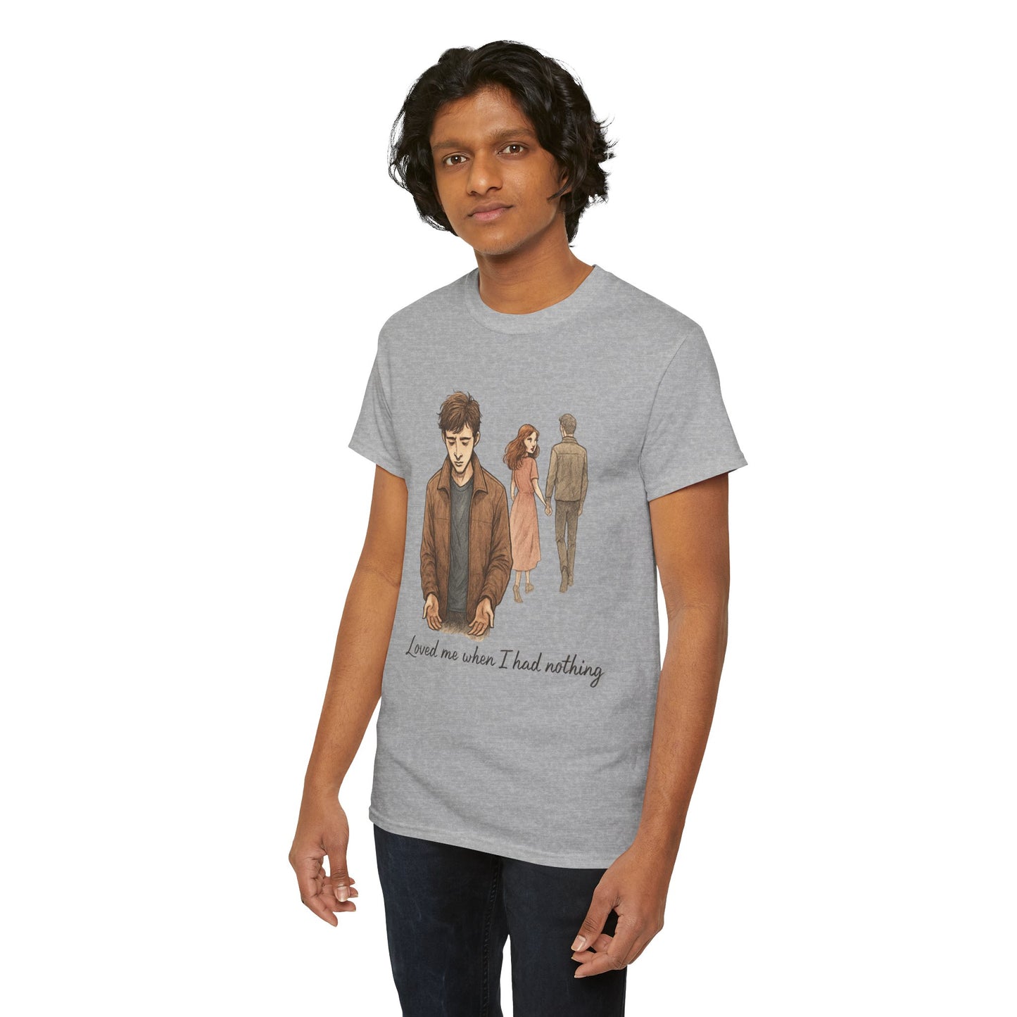T-Shirt — 'Loved Me When I Had Nothing' Vintage Couple Illustration Tee