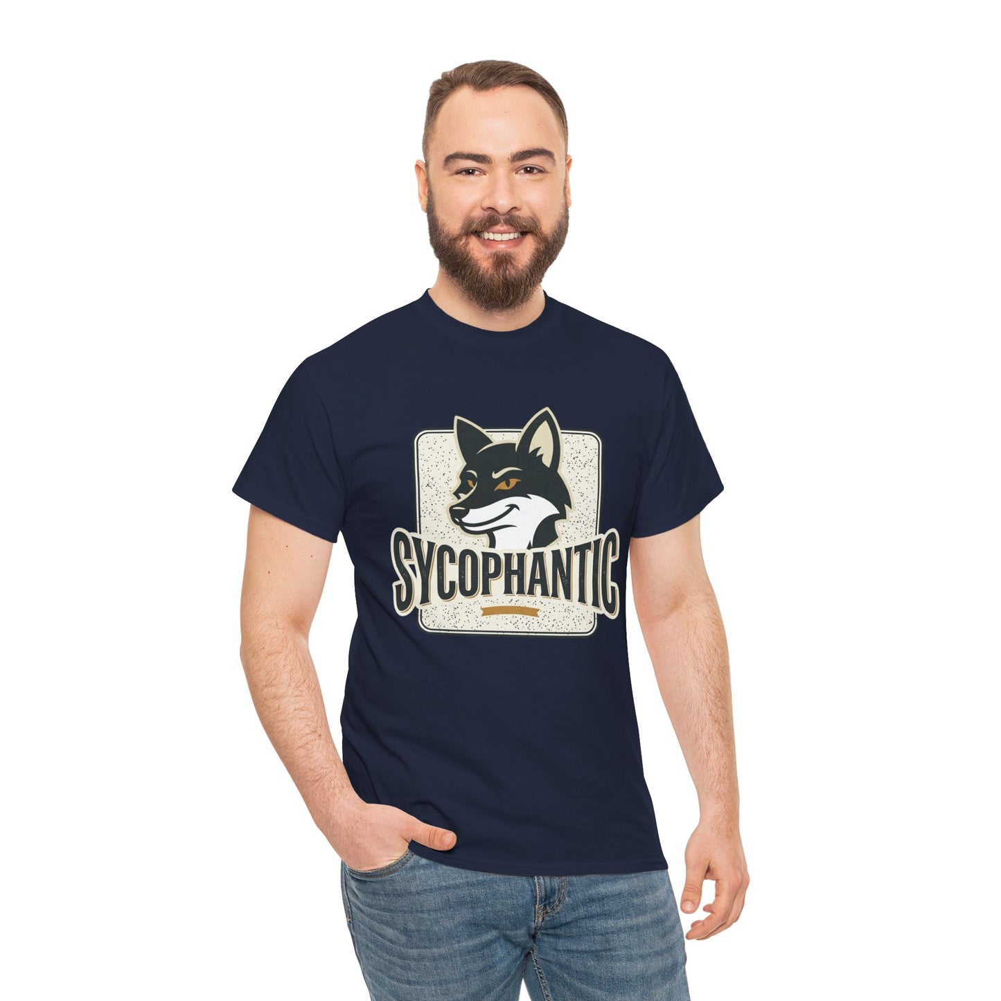Sycophantic Fox Graphic Tee — Retro Animal Logo T-Shirt