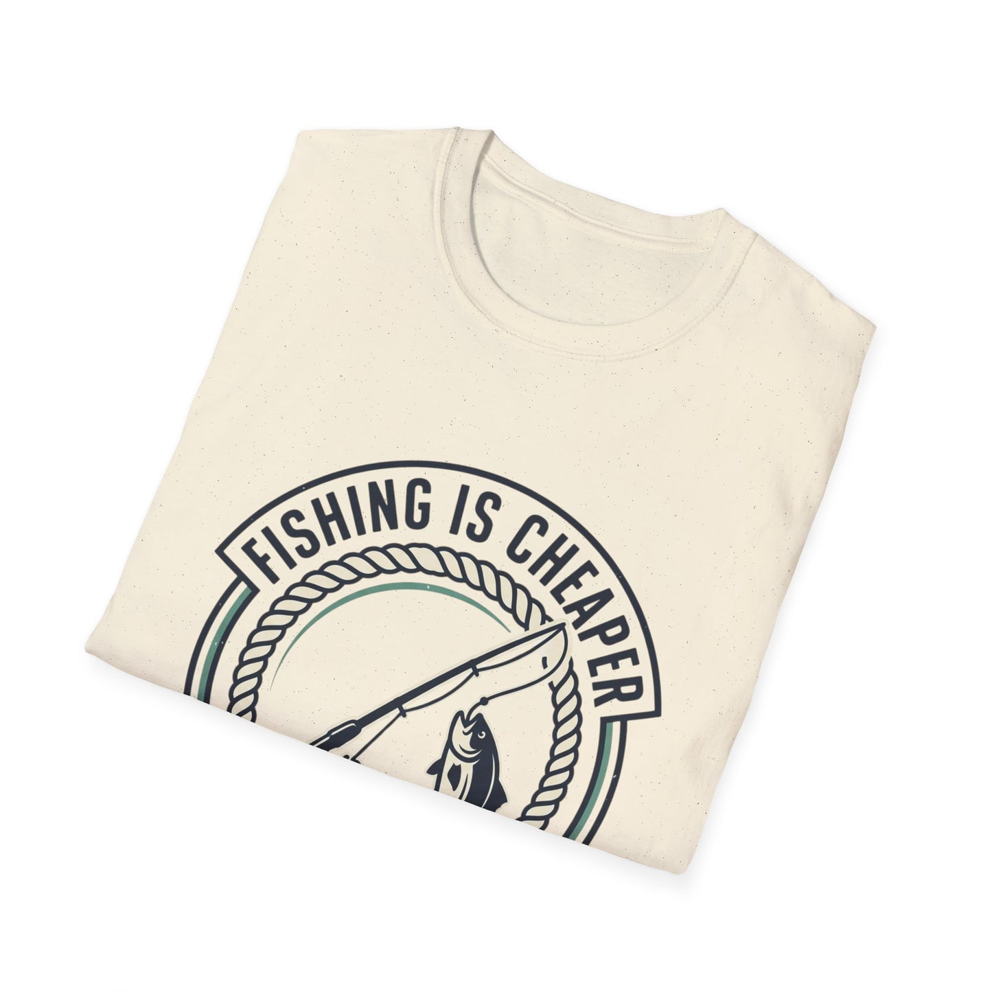 Fishing Is Cheaper Than Therapy T-Shirt — Funny Fishing Graphic Tee for Anglers