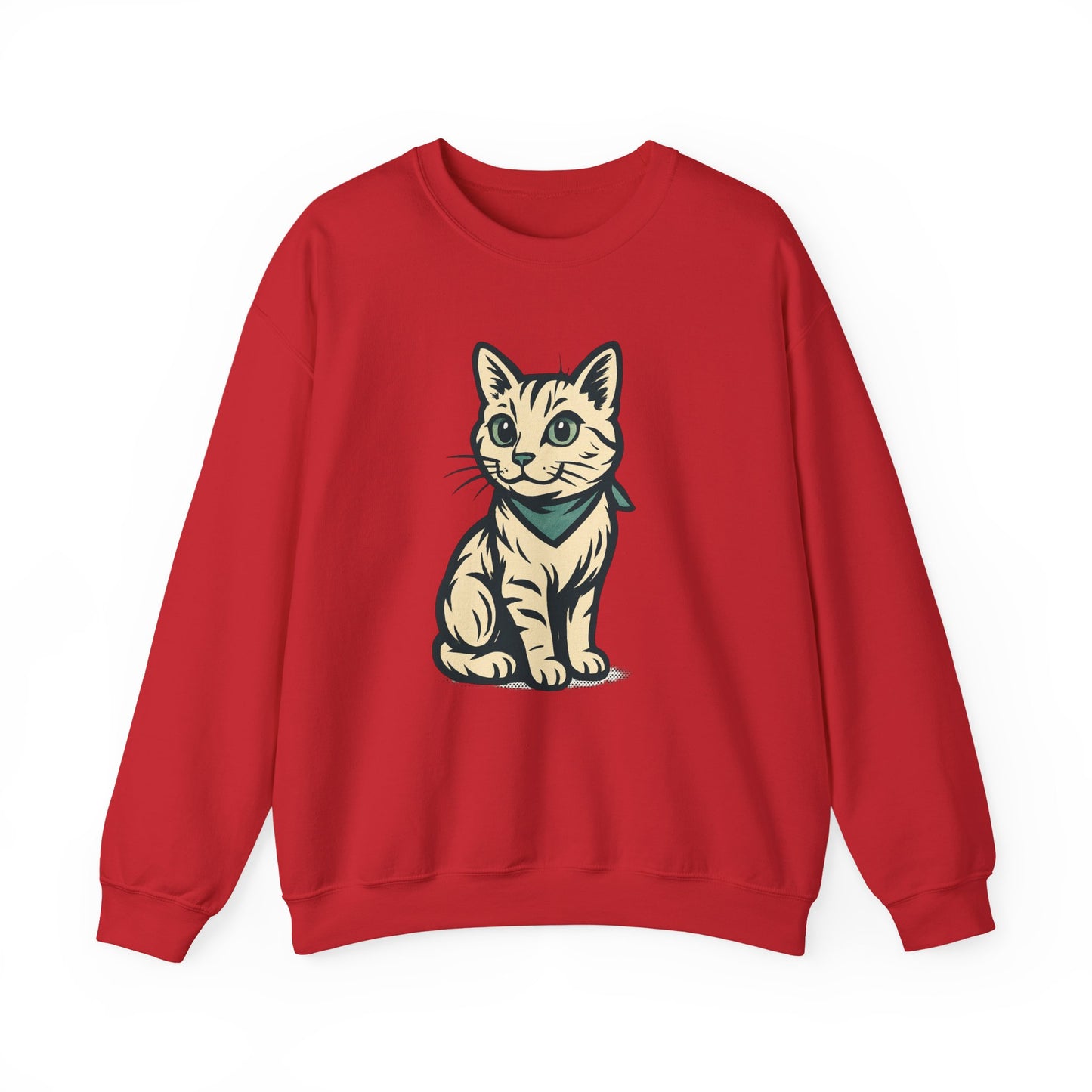 Cute Kitten Pullover Sweatshirt — Vintage Cat Illustration Crewneck