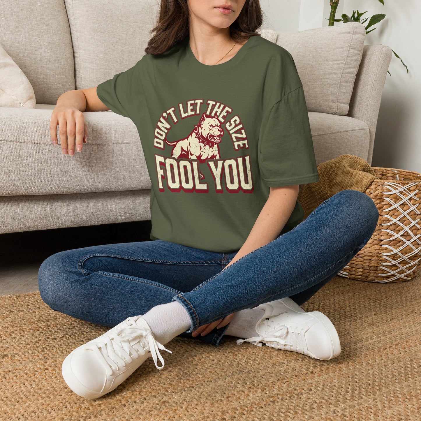 "Don’t Let The Size Fool You" Vintage Dog Tee-Pitbull Graphic T-Shirt