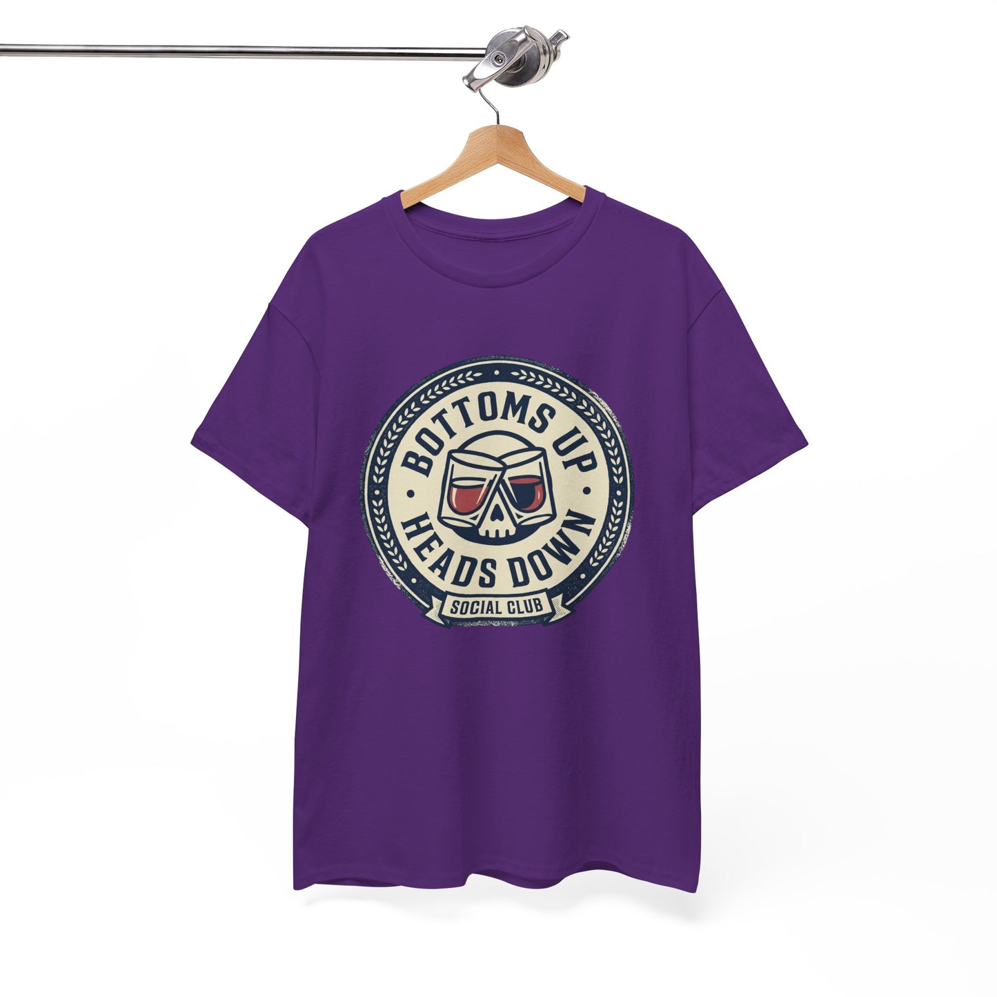 "Bottoms Up Heads Down" Skull Beer Logo Tee