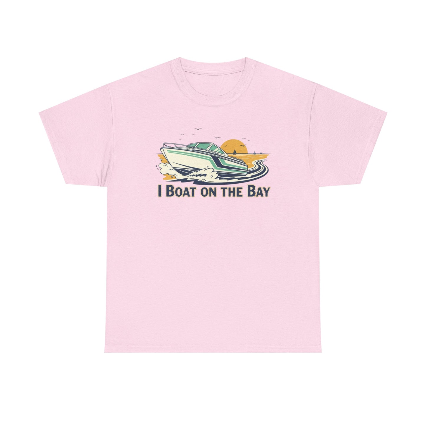 Boat on the Bay T-Shirt — Retro Motorboat Sunset Tee Printify