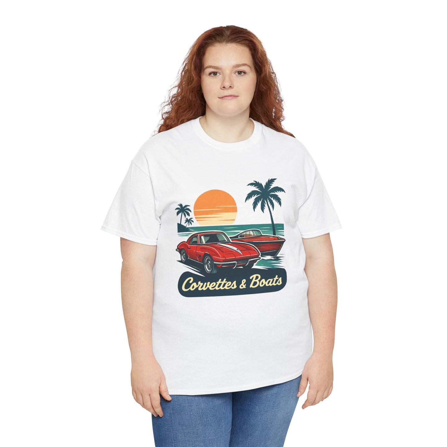 Corvettes & Boats Retro Sunset T‑Shirt