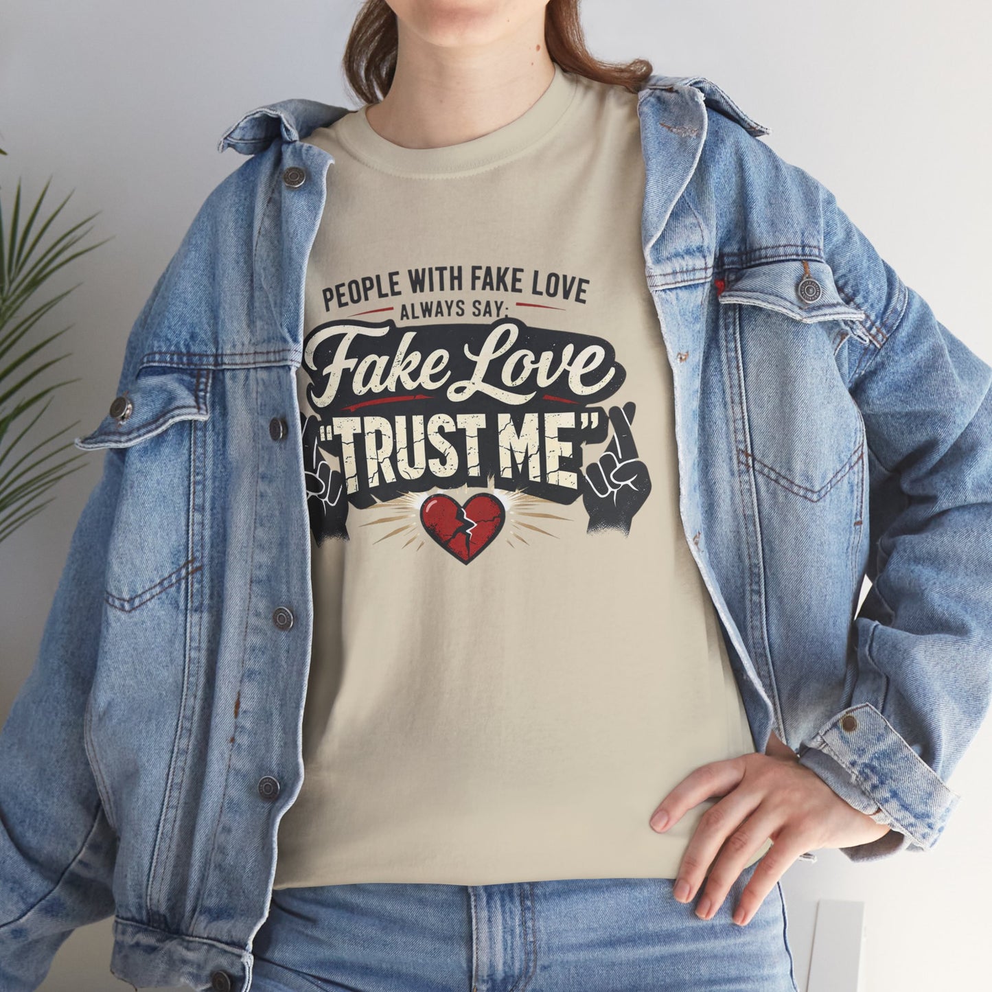 Fake Love Trust Me T-Shirt – Vintage Tattoo Heart Graphic Tee