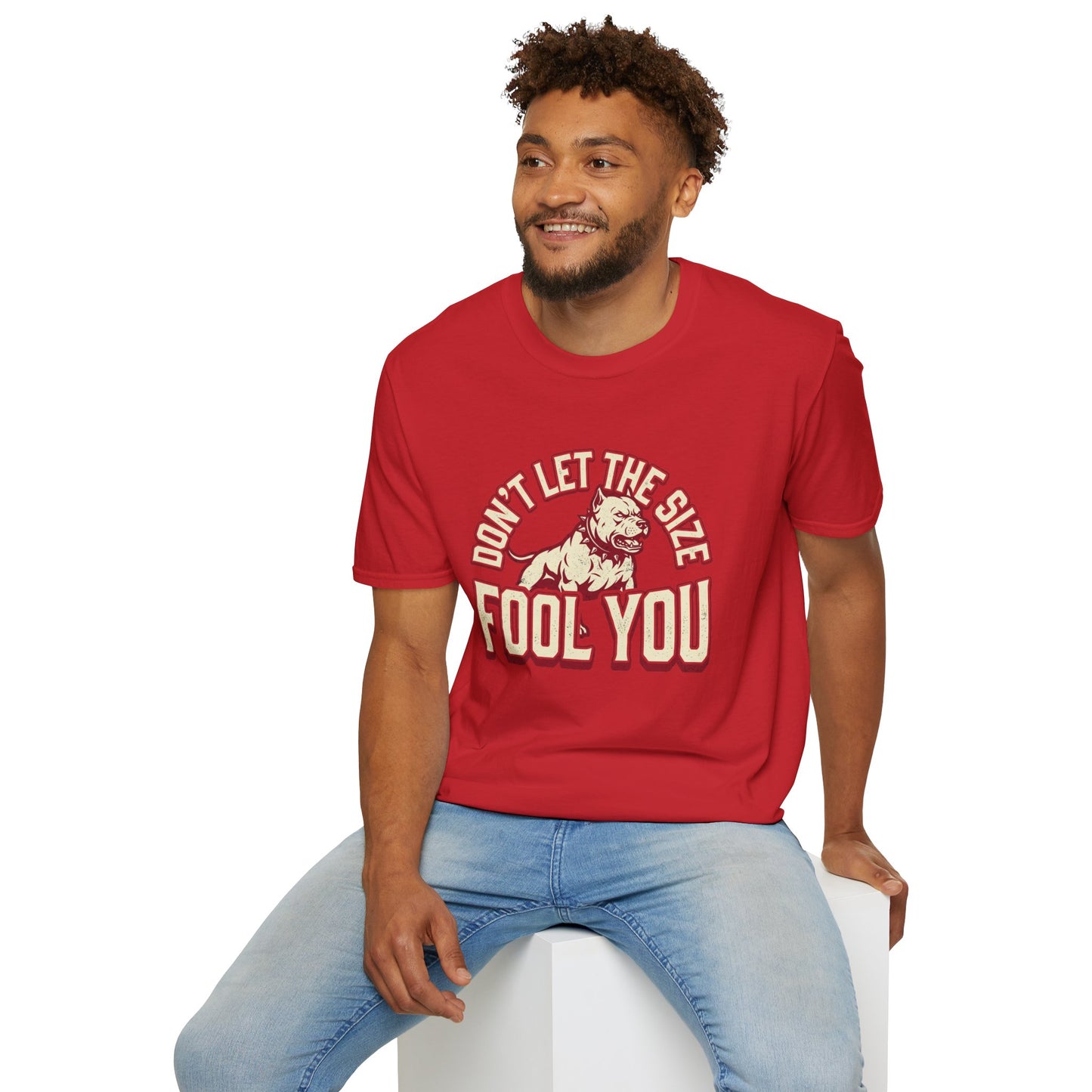 "Don’t Let The Size Fool You" Vintage Dog Tee-Pitbull Graphic T-Shirt