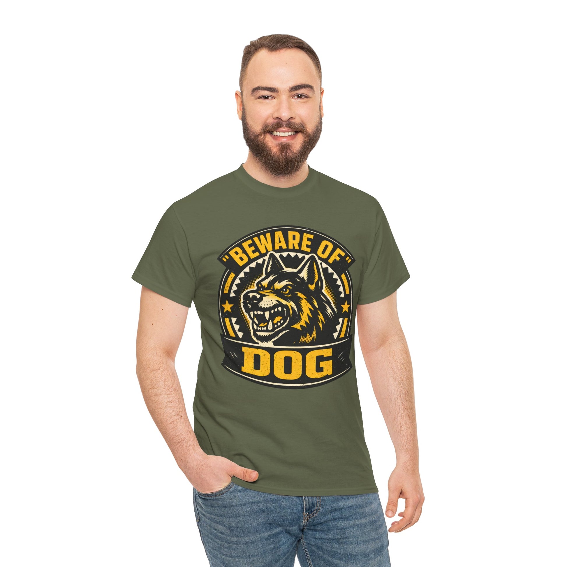 Beware of Dog T-Shirt — Retro Aggressive Dog Warning Graphic Tee Printify