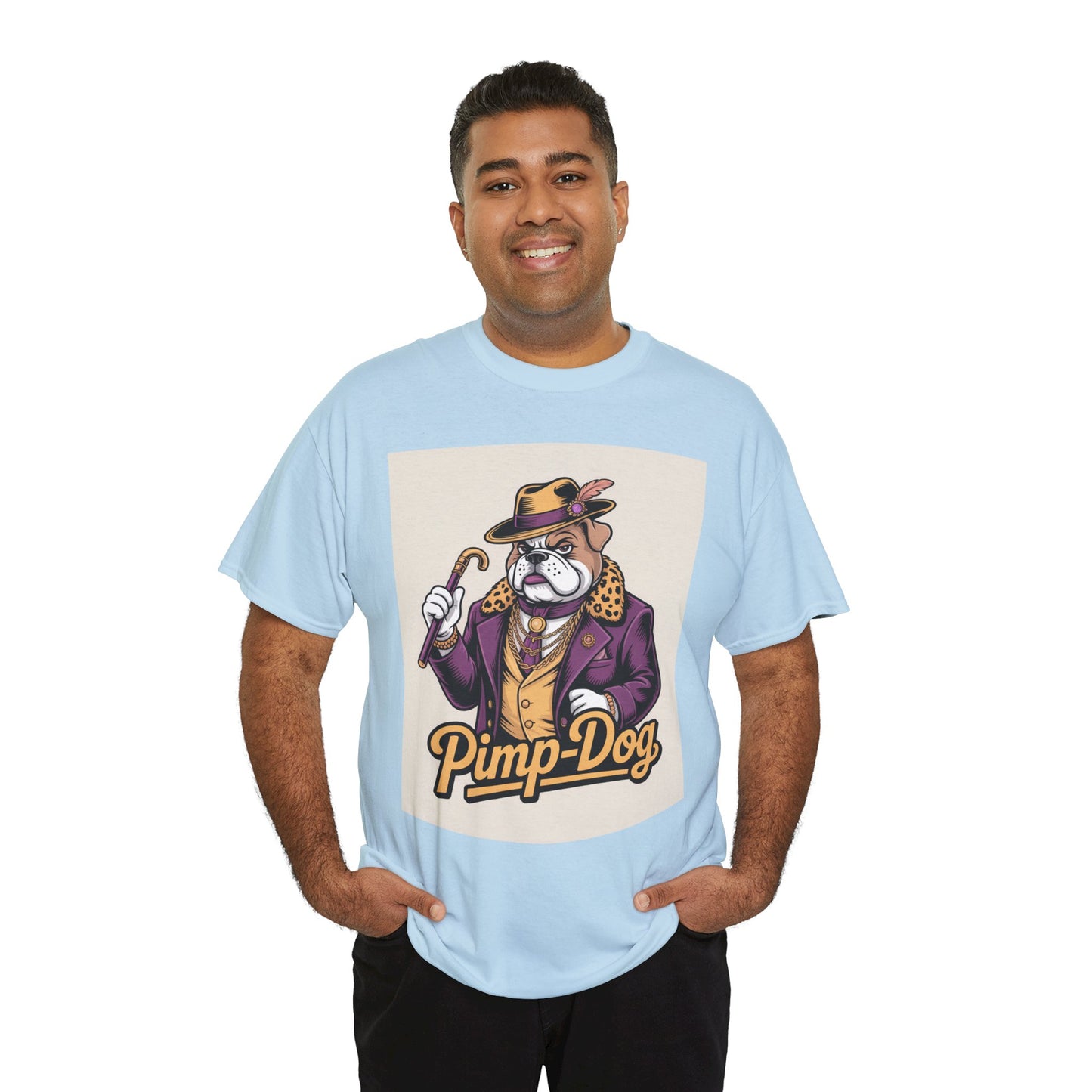 Pimp-Dog Graphic Tee — Retro Bulldog Character Shirt Printify